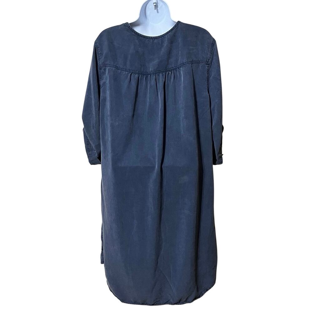 TORY BURCH Cover-Up Tunic Dress Kaftan Blue Size L 100% Tencel Oversized Boho - Picture 5 of 10